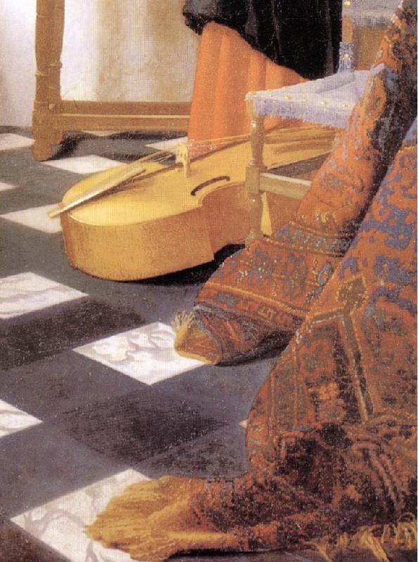 VERMEER VAN DELFT, Jan A Lady at the Virginals with a Gentleman (detail)  er